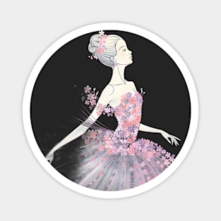Girl Dress Appears to Be Made Up of Numerous Flowers, Creating a Gradient Fffect from the bodice down to the hem Magnet